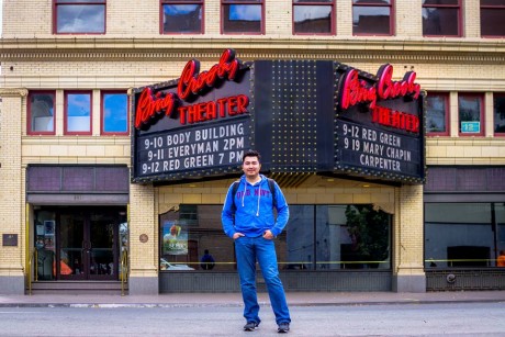 Antonio in front of the Bing Crosby Theater where the 2012 Trophée Mondial was held